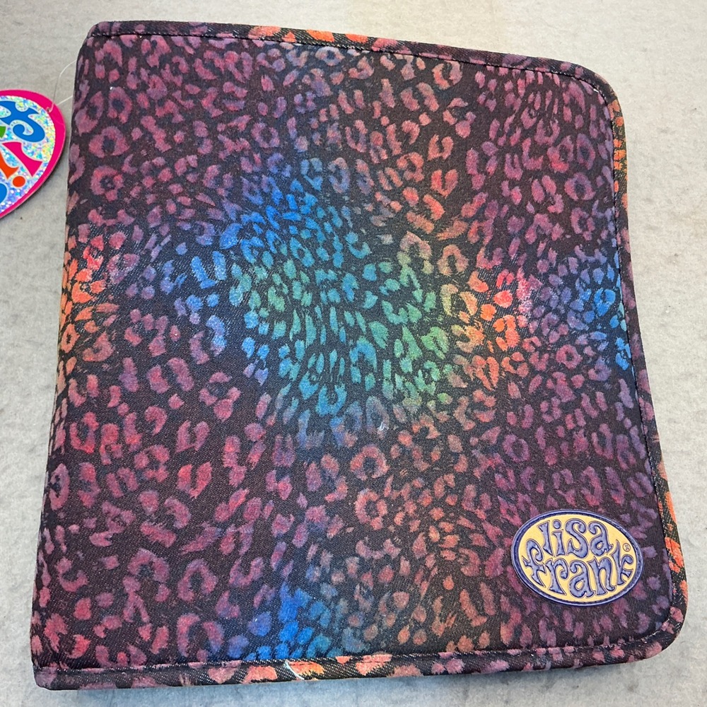 Lisa Frank Y2K Zipper Binder Rainbow Leopard Print Organizer School Supplies NWT